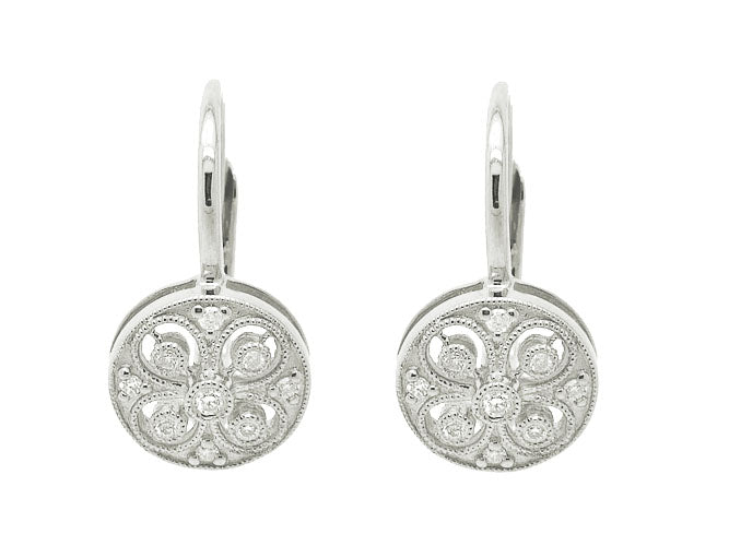 14k diamond filigree small round earring (262-DE11159P)