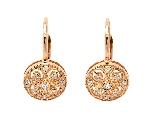 14k diamond filigree small round earring (262-DE11159P)
