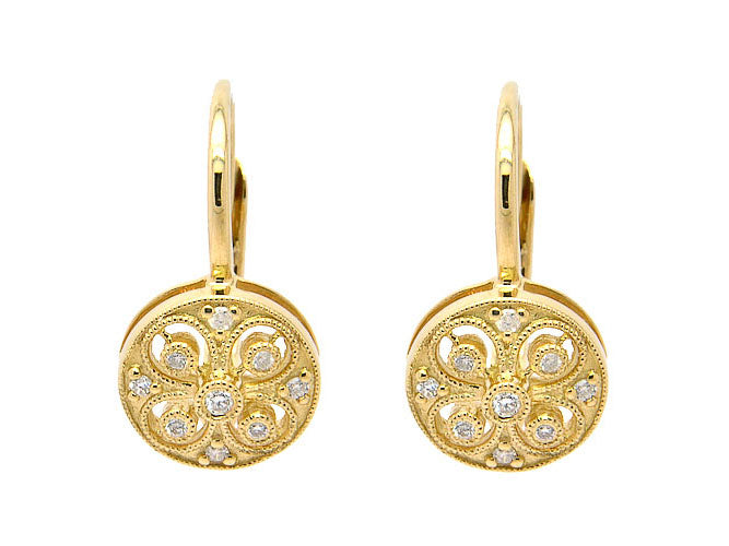 14k diamond filigree small round earring (262-DE11159P)