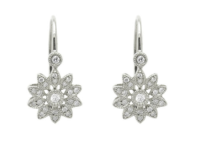 14k diamond filigree flower earring (262-DE6185P)
