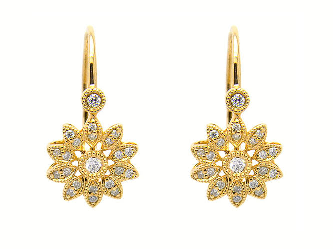 14k diamond filigree flower earring (262-DE6185P)