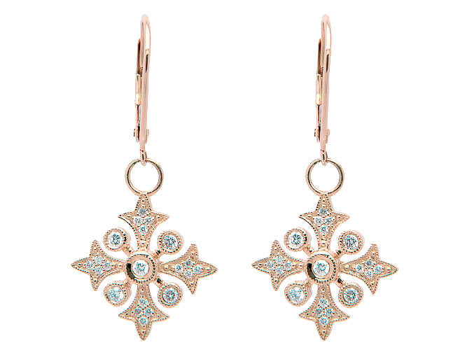14k diamond filigree star dangle earring (262-DE8929P)
