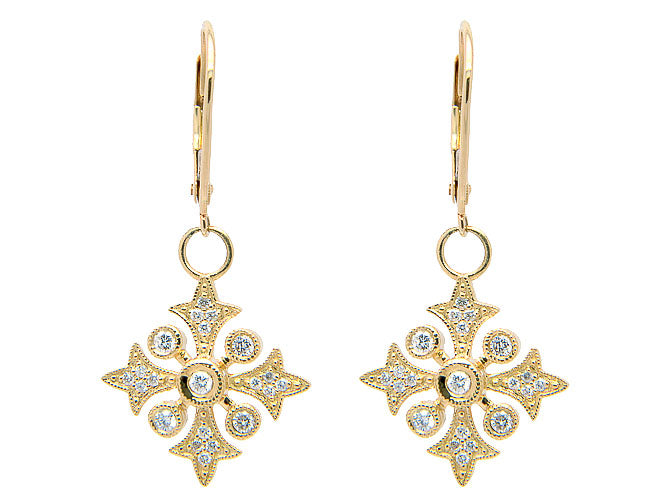 14k diamond filigree star dangle earring (262-DE8929P)