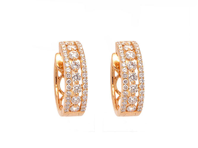 18k diamond 3 row set earring (KE03309D)