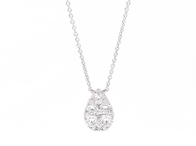 18k white gold diamond tear drop necklace (N10309B)