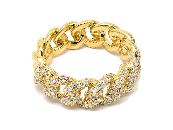 18k yellow gold cuban link diamond ring (PJR4116DY)
