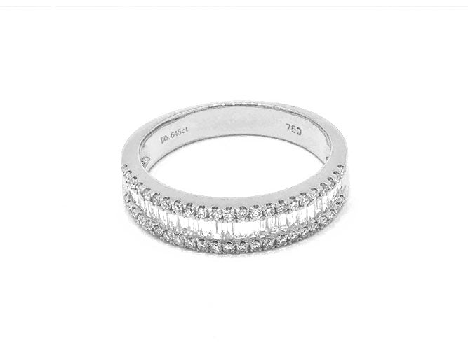 18k white gold baguette channel set diamond ring (R11676B)