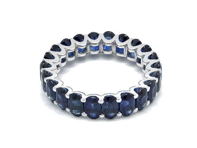 18k gold color stone oval eternity ring (R1000E)