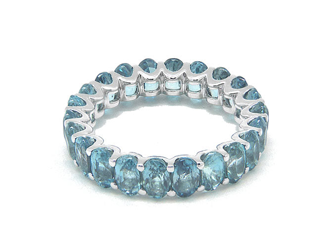 18k gold color stone oval eternity ring (R1000E)