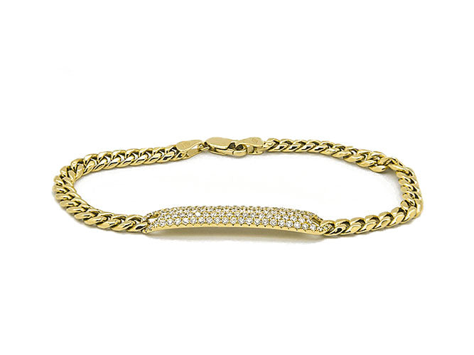 18k yellow gold cuban link with diamond badge bracelet (DBL96325KY)