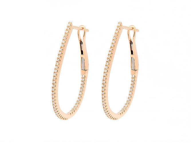 14k gold tear drop diamond 1" hoop (DE13146K)