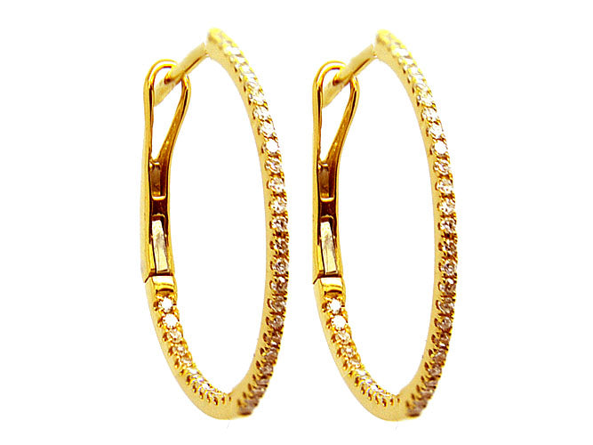 14k diamond skinny inside out 3/4" hoop (DE15001K)