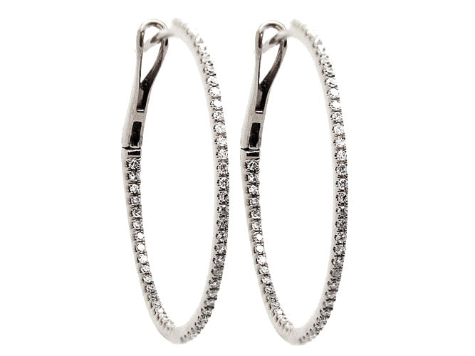 14k diamond skinny inside out 1" hoop (DE15002K)