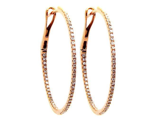 14k diamond skinny inside out 1" hoop (DE15002K)