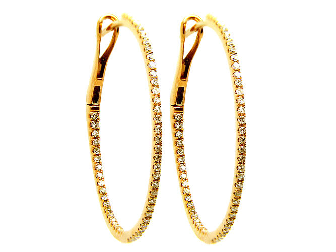 14k diamond skinny inside out 1" hoop (DE15002K)