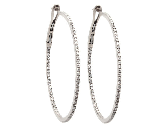 14k diamond skinny inside out 1 1/4" hoop (DE15003K)
