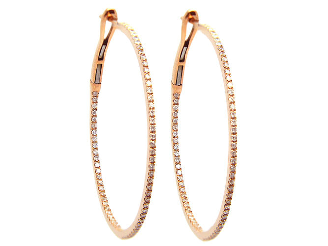 14k diamond skinny inside out 1 1/4" hoop (DE15003K)