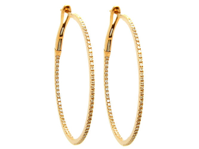 14k diamond skinny inside out 1 1/4" hoop (DE15003K)