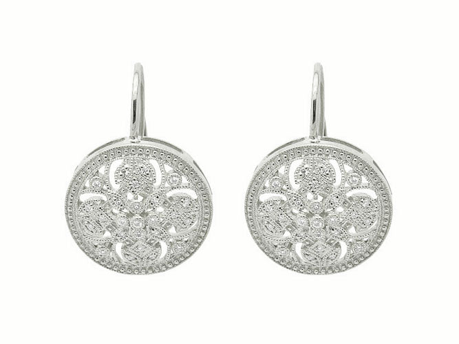 14k diamond big round filigree earring (DE1537P)