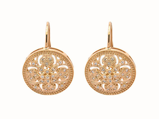 14k diamond big round filigree earring (DE1537P)