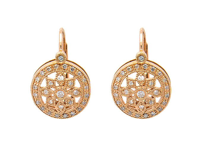 14k diamond filigree round earring (DE6041P)
