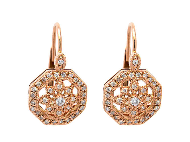 14k diamond filigree octagon earring (DE6116P)