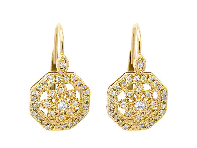 14k diamond filigree octagon earring (DE6116P)