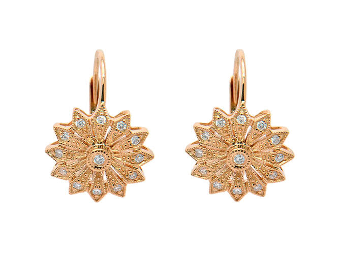 14k diamond filigree star burst earring (DE6285P)