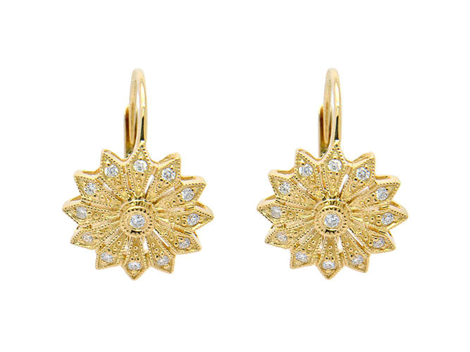 14k diamond filigree star burst earring (DE6285P)