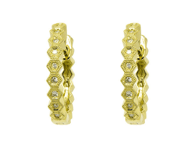 14k diamond antique hoop (DE8218P)