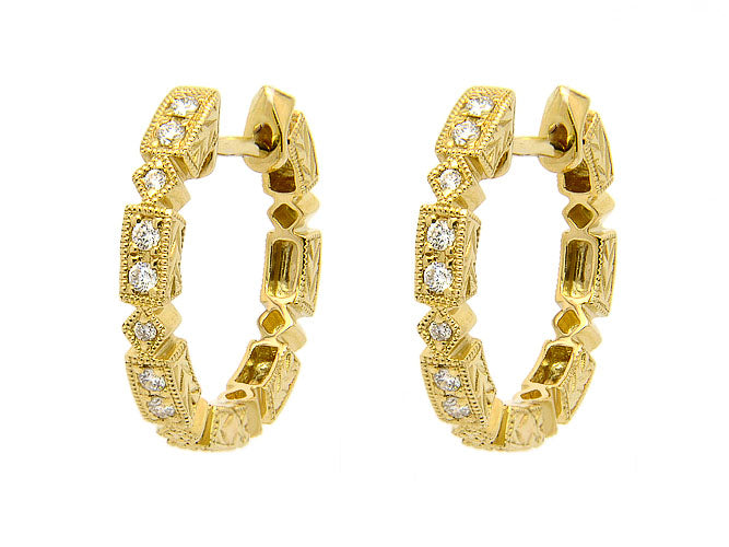 14k diamond antique hoop (DE8221P)