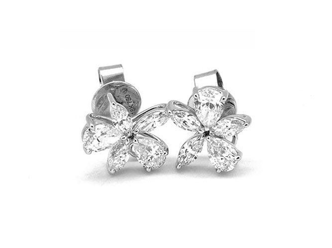 18k white gold diamond fancy diamond flower earring (DEN4ME13C)