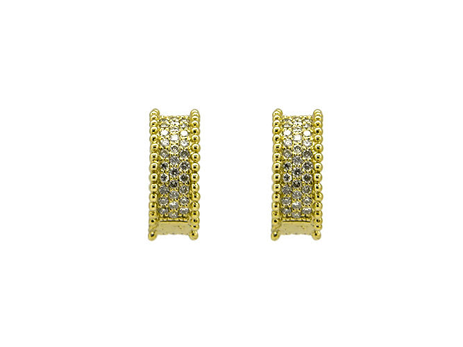 18k yellow gold diamond pave petit huggie (DENF6E32CY)