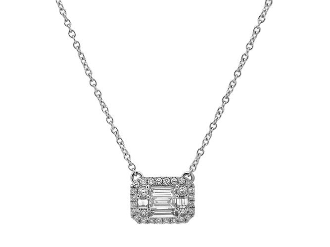 18kw gold diamond rectangle illusion necklace (DN10505B)
