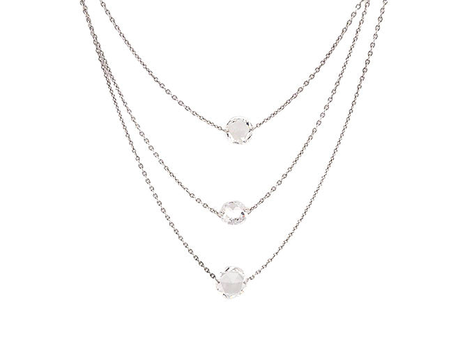 18k white gold drilled fancy diamond layering necklace (DN1079PA)