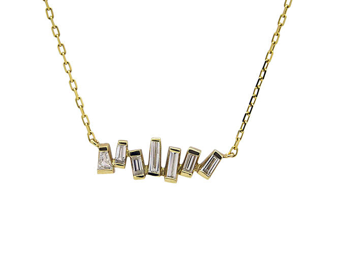 14k yellow gold diamond modern baguette necklace (DN30532EY)