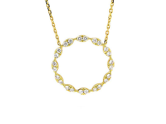 14k gold diamond open circle necklace (DN32003K-S)