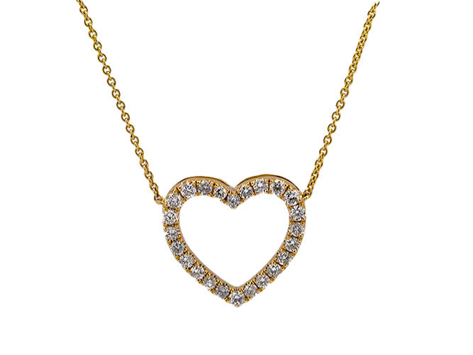 18k yellow gold diamond open heart necklace (DNNJNN03CY)