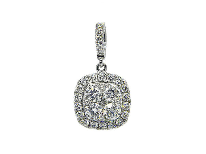 18k white gold cluster halo diamond necklace (DP16195K)