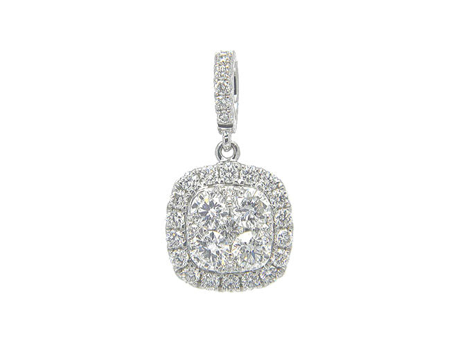 18k white gold cluster halo diamond necklace (DP16195K)