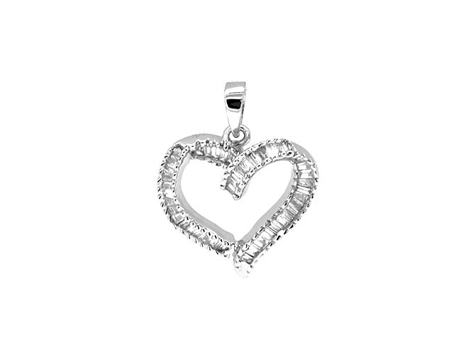 14k white gold diamond open heart pendant (DP7R21G)
