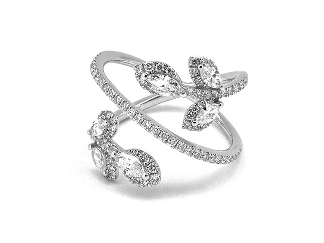 18k white gold marquise criss-cross diamond ring (DR12555B)