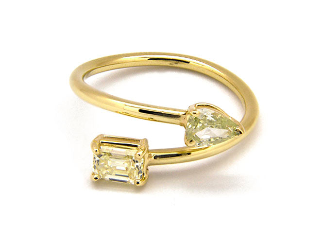 14k yellow gold fancy cut color diamond open ring (DR30525EY)