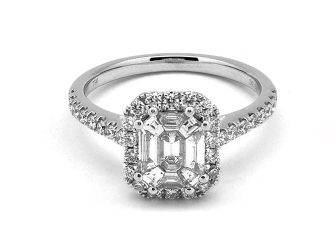 18k white gold illusion diamond ring (DR3483L)