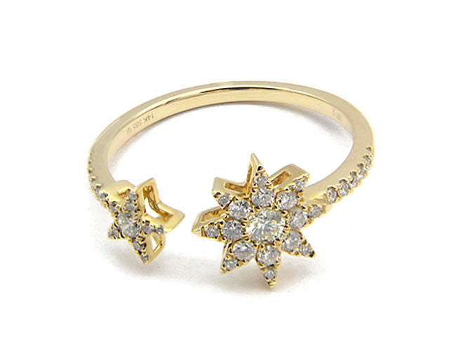 14k yellow gold double starburst diamond ring (DR4Q7R82CY)