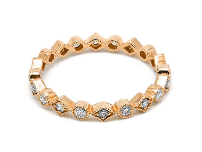 14k rose gold diamond and round motif eternity band (DR6192PR)