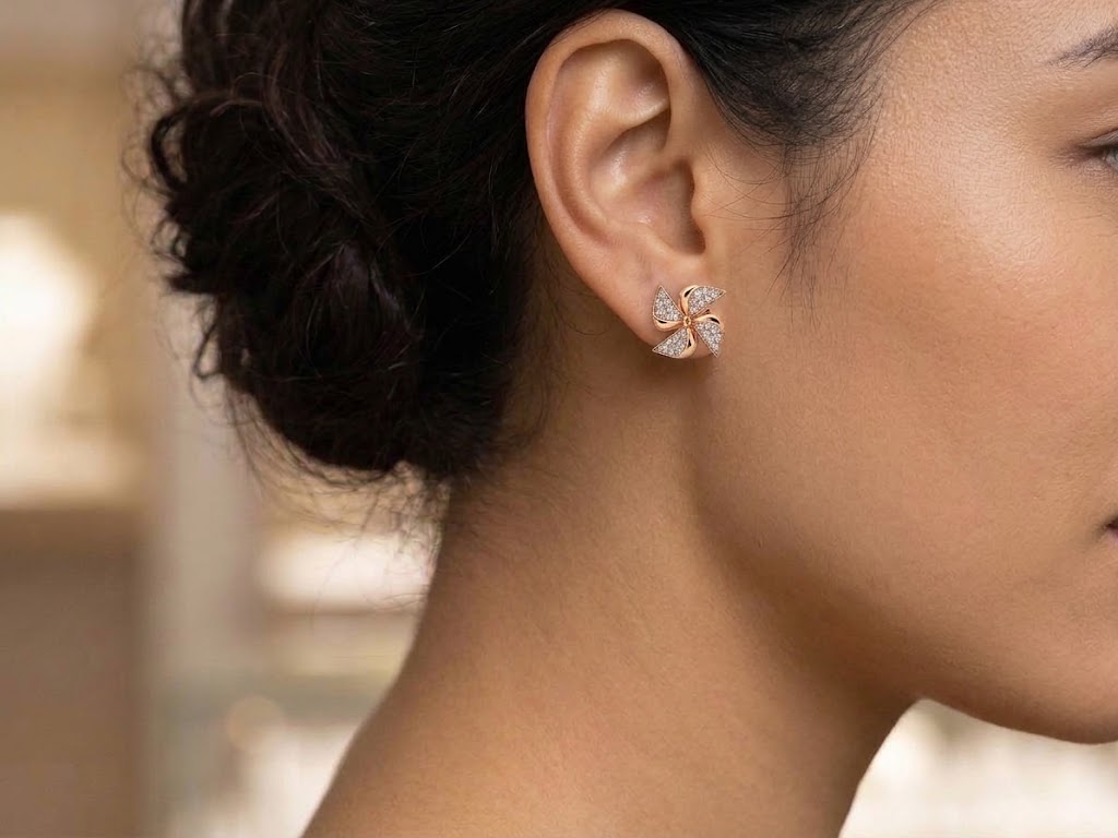 18K Rose Gold Diamond Pinwheel Earrings (E00308NR)