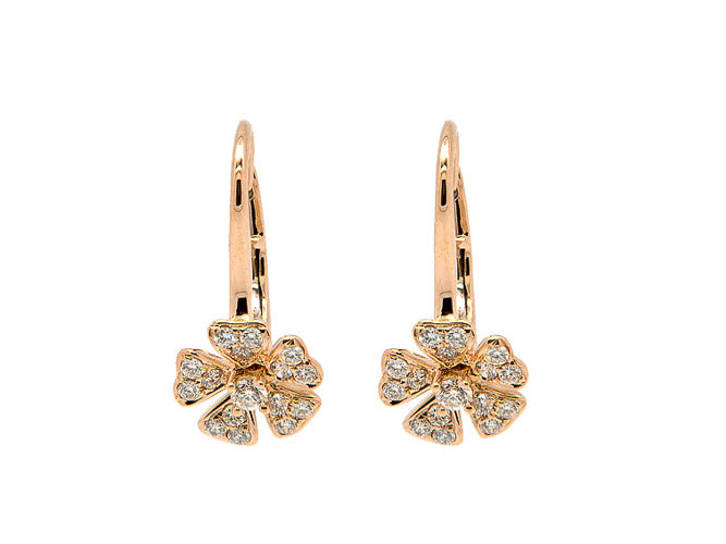 14k gold diamond small flower dangle earring (E00737M)