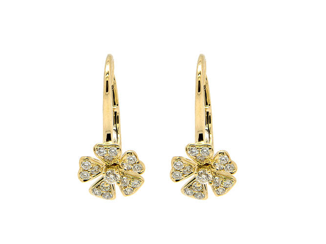 14k gold diamond small flower dangle earring (E00737M)
