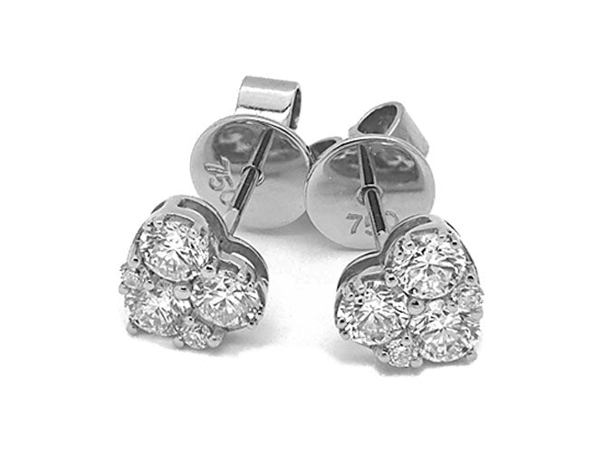 18k white gold little heart shape diamond earring (E02004M)